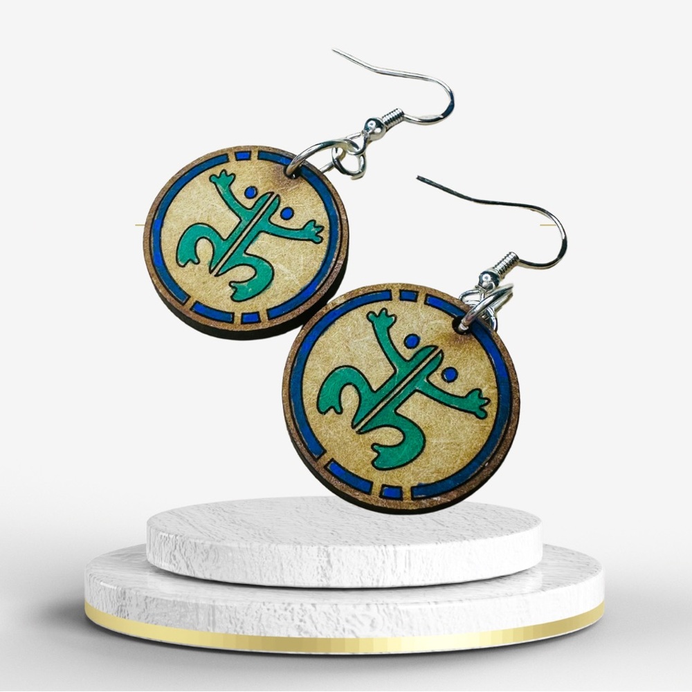 Hand crafted Handpainted Puerto Rican Coquí Frog Wood Earrings
